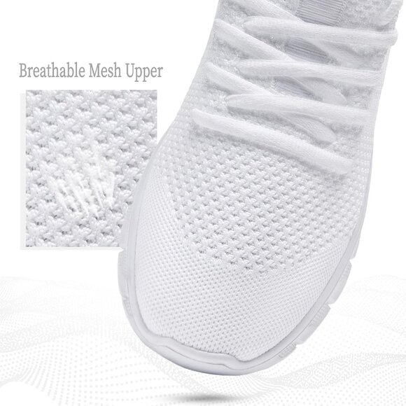 Women White Running Tennis Walking Lightweight Shoes Slip On Workout Sneakers - Picture 2 of 7